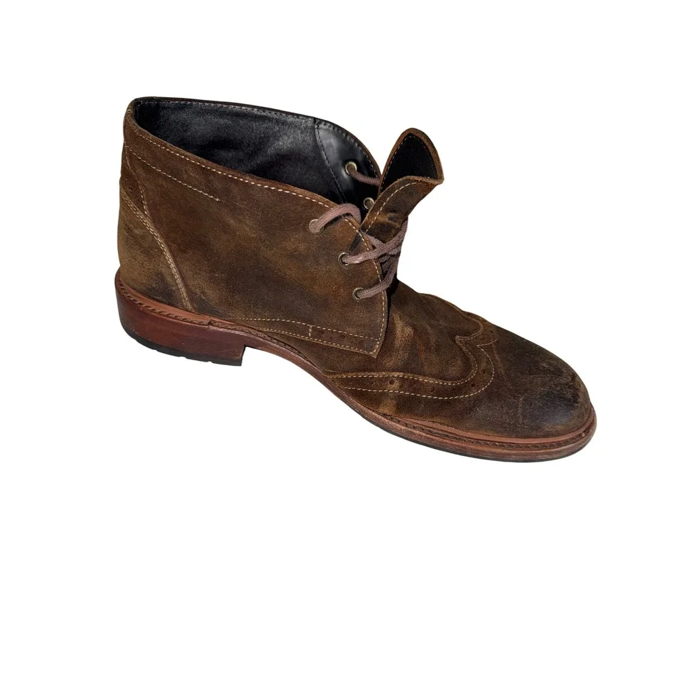 Trask Mens Brown Suede Wingtip Chukka Boots Lace Up Brogue Size 10M